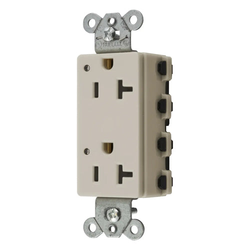 Hubbell SNAP2162LAL, SNAPConnect Extra Heavy Duty Receptacles, Specification Grade, Style Line Decorator, LED Indicator, 20A 125V, 5-20R, 2-Pole 3-Wire Grounding, Light Almond