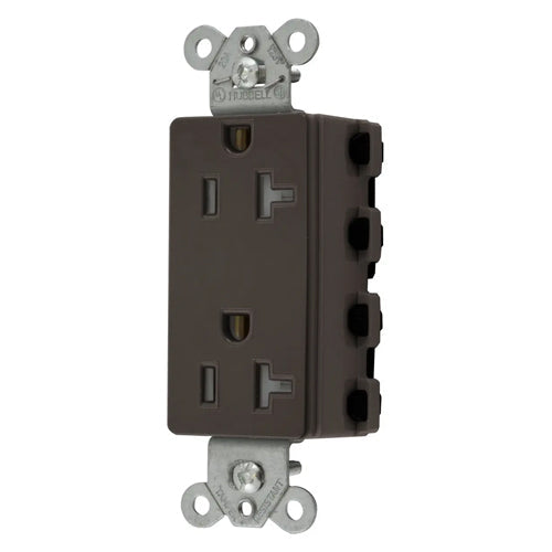 Hubbell SNAP2162TRA, SNAPConnect Extra Heavy Duty Receptacles, Specification Grade, Style Line Decorator, Tamper Resistant, 20A 125V, 5-20R, 2-Pole 3-Wire Grounding, Brown