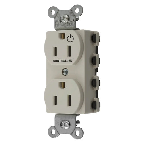 Hubbell SNAP5262C1LA, SNAPConnect Permanently Marked Receptacles, Duplex, One Controlled Face, Split Circuit Hot Tab, 15A 125V, 5-15R, 2-Pole 3-Wire Grounding, Light Almond