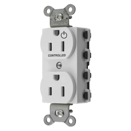 Hubbell SNAP5262C1W, SNAPConnect Permanently Marked Receptacles, Duplex, One Controlled Face, Split Circuit Hot Tab, 15A 125V, 5-15R, 2-Pole 3-Wire Grounding, White