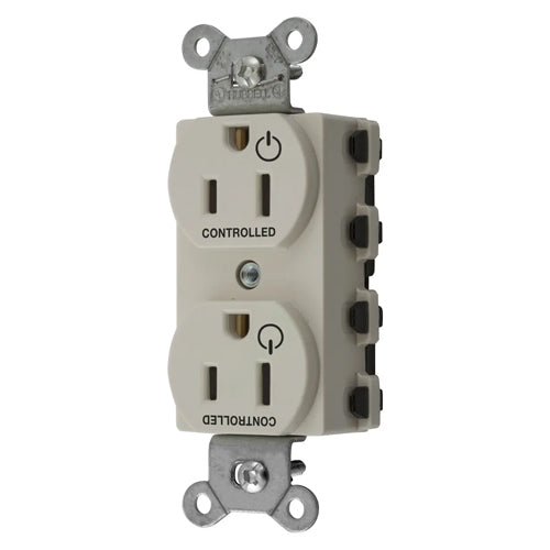 Hubbell SNAP5262C2LA, SNAPConnect Permanently Marked Receptacles, Duplex, Two Controlled Faces, 15A 125V, 5-15R, 2-Pole 3-Wire Grounding, Light Almond