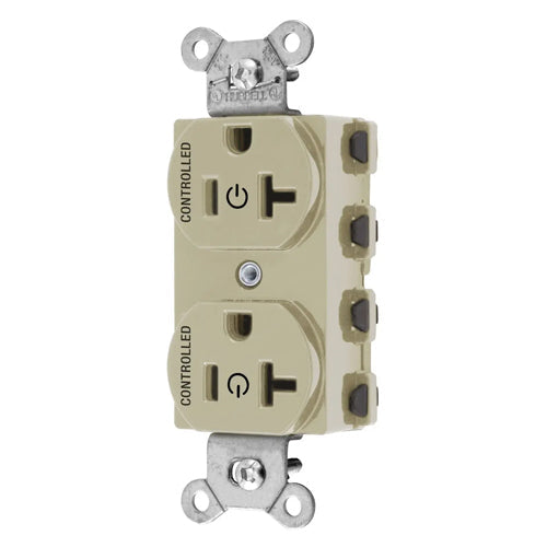 Hubbell SNAP5362C2I, SNAPConnect Permanently Marked Receptacles, Duplex, Two Controlled Faces, 20A 125V, 5-20R, 2-Pole 3-Wire Grounding, Ivory