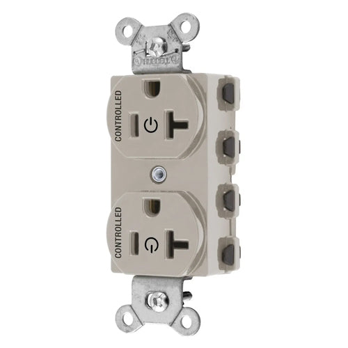 Hubbell SNAP5362C2LA, SNAPConnect Permanently Marked Receptacles, Duplex, Two Controlled Faces, 20A 125V, 5-20R, 2-Pole 3-Wire Grounding, Light Almond