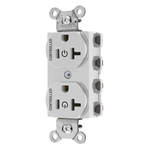 Hubbell SNAP5362C2W, SNAPConnect Permanently Marked Receptacles, Duplex, Two Controlled Faces, 20A 125V, 5-20R, 2-Pole 3-Wire Grounding, White