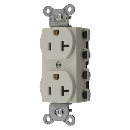 Hubbell SNAP5362LANA, SNAPConnect Extra Heavy Duty Receptacles, Specification Grade, Duplex, Smooth, Nylon Face, 20A 125V, 5-20R, 2-Pole 3-Wire Grounding, Light Almond