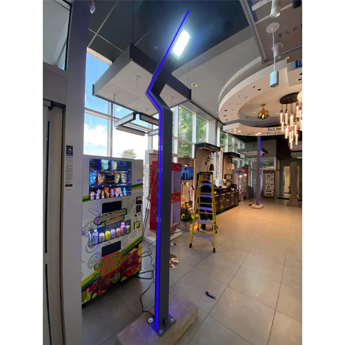 Almas Lighting SOL1A-MGC40W-901-BLU, ALMAS Granite SOL1, Curved Top Solar Light, 120 Inches Height, 40W, 3500 Lumens, 6000K Daylight White