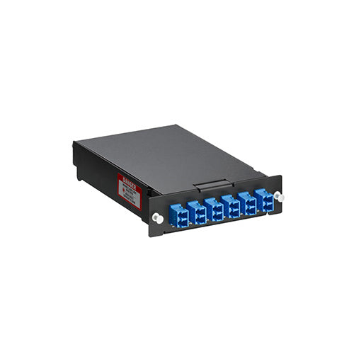 Leviton SPLCS-12L, SDX Pigtail Fusion Metal Splice Module, Pre-Loaded with Duplex LC Adapters (Blue) and 12-Fiber OS2 LC/PC Individual Pigtails, Includes 40mm Splice Sleeves