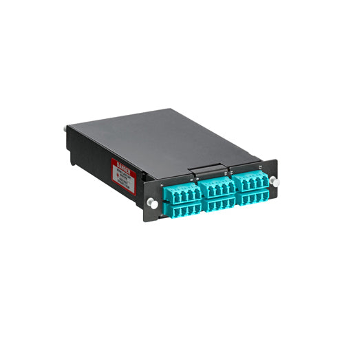 Leviton SPLCS-244, SDX Pigtail Fusion Metal Splice Module, Pre-Loaded with Duplex LC Adapters (Aqua) and 24-Fiber OM4 LC/PC Individual Pigtails, Includes 40mm Splice Sleeves