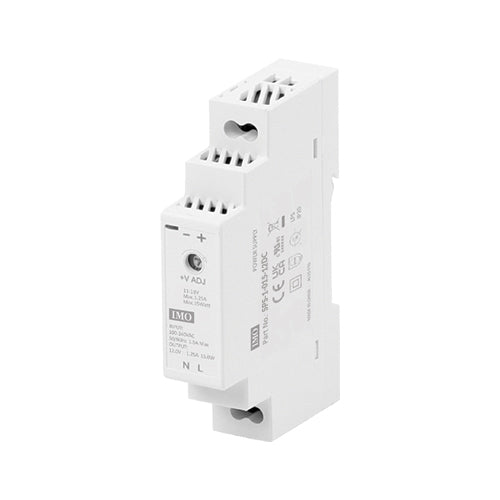IMO SPS-1-015-24DC, SPS Series Single Phase DIN Rail Power Supply, 85-264VAC / 120-370VDC Universal Input, 15W 24VDC 0.63A Output, Plastic Body