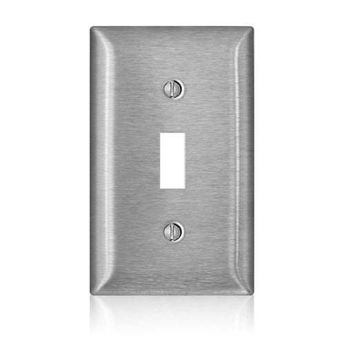 Leviton SS1-40, 1-Gang Toggle Switch Wallplate, Standard Size, Non-Magnetic Stainless Steel, C-Series, 2 Packs