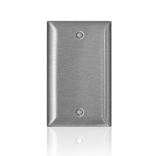 Leviton SS13-40, 1-Gang C-Series Blank Wallplate, Standard Size, Box Mount, Non-Magnetic Stainless Steel, 2 Packs