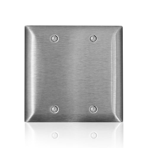 Leviton SS23-40, 2-Gang C-Series Blank Wallplate, Standard Size, Box Mount, Non-Magnetic Stainless Steel