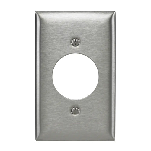 Hubbell SS720, Single Receptacle Wallplates, 1-Gang, 1.60" Opening, Stainless steel 302/304, Horizontal Brushed Finish