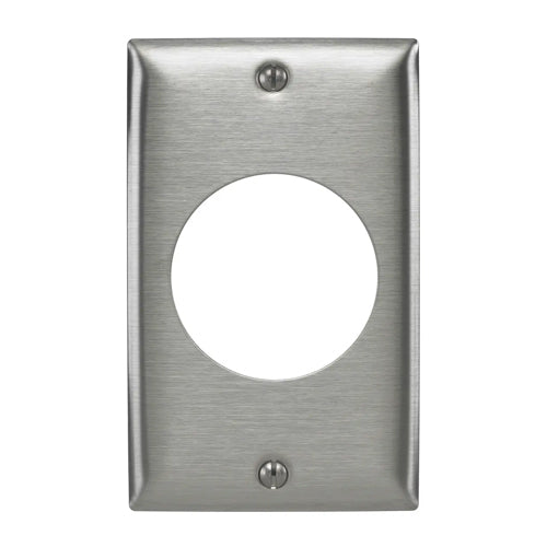 Hubbell SS737, Single Receptacle Wallplate, 302/304 Stainless, 1-Gang, Smooth, Not Weatherproof