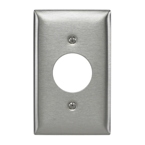 Hubbell SS7, Metallic Wallplates for Single Receptacle Plate, 1-Gang, 1.40" Opening, Horizontal Brushed Finish, Stainless Steel 302/304