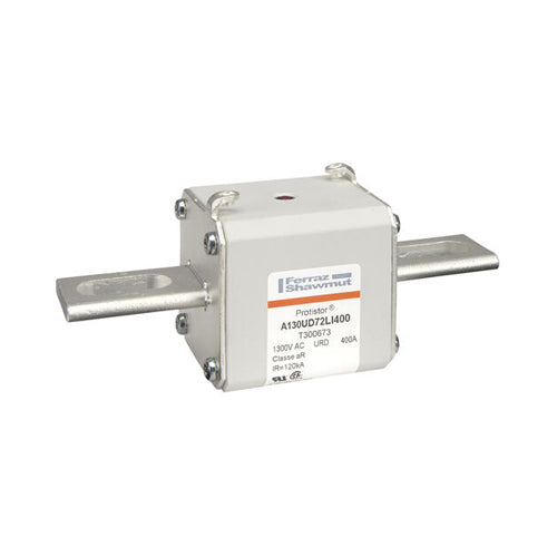 Mersen T300673, Square Body High-Speed Fuse, Fast Acting, Size 72 aR, 1250/1300VAC, 400A, With Striker Slotted Blades long