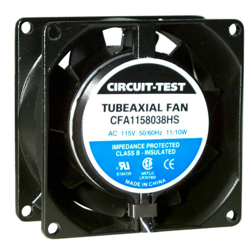 Rotom T8-RF202, CFA2308038HB, AC Axial Fan, 80mm × 80mm × 38mm, 10 Watts, 230Volts, 32 CFM, 3100 RPM, Ball Bearing, Metal Impeller, 34db (A) Noise, Wire Leads Connection