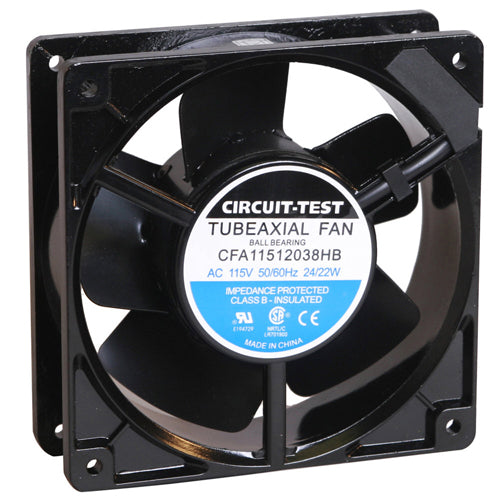 Rotom T8-RF225, CFA11512038HB, AC Axial Fan, 120mm × 120mm × 38mm, 22 Watts, 115 Volts, 106 CFM, 3000 RPM, Ball Bearing, Metal Impeller, 50db (A) Noise, Wire Leads Connection
