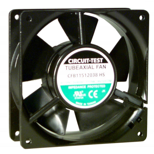 Rotom T8-RF235, CFB11512038HB, AC Axial Fan, 119mm × 119mm × 38mm, 12 Watts, 115 Volts, 106 CFM, 3100 RPM, Ball Bearing, Plastic Impeller, 46db (A) Noise, Terminal Connection