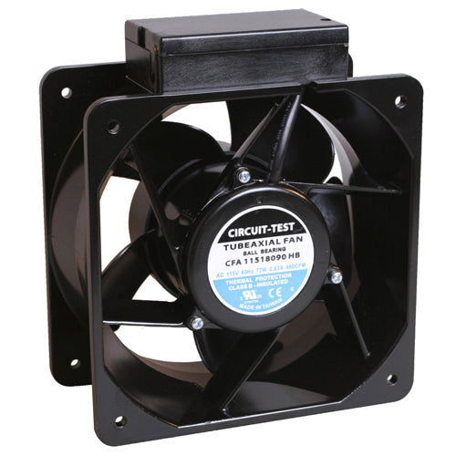 Rotom T8-RF249, CFA11518090HB, AC Axial Fan, 180mm × 180mm × 90mm, 72 Watts, 115 Volts, 460 CFM, 3400 RPM, Ball Bearing, Plastic Impeller, 59db (A) Noise, Screw Connection