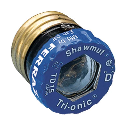 Mersen TD15, Plug Fuse, Time-Delay, 125VAC, 15A, Screw, Visual Indicator