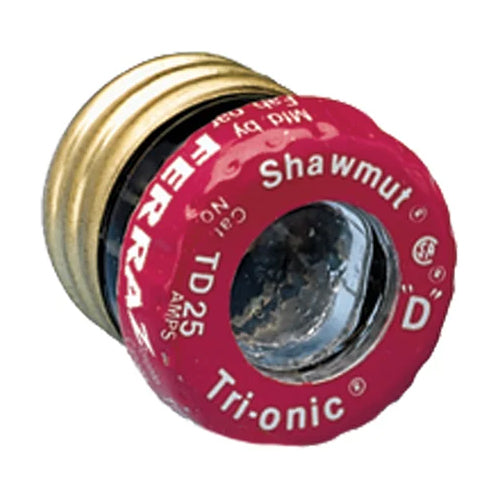 Mersen TD25, Plug Fuse, Time-Delay, 125VAC, 25A, Screw, Visual Indicator