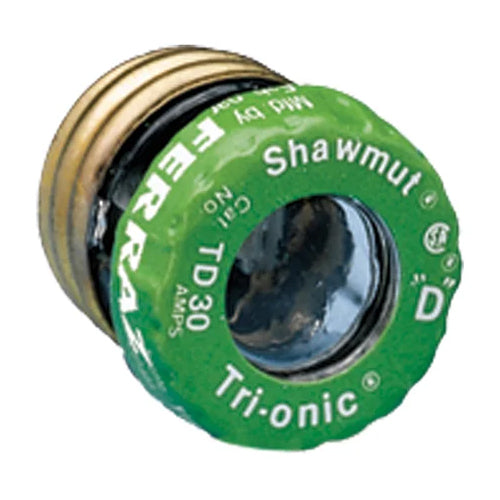 Mersen TD30, Plug Fuse, Time-Delay, 125VAC, 30A, Screw, Visual Indicator