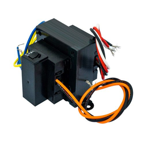 Alltemp TF52475A, Class II Foot Mount Transformer, Equipped with a Circuit Breaker, Primary 120/208/240/480V, Secondary 24V, 75VA Rating, Wire Lead Connection