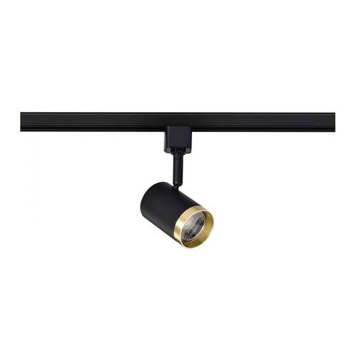 Satco TH637, 12W LED Small Cylindrical Track Head, 120V, 1020 Lumens, 3000K Warm White, 24° Beam Angle,  Dimmable, Matte Black and Brushed Brass Finish