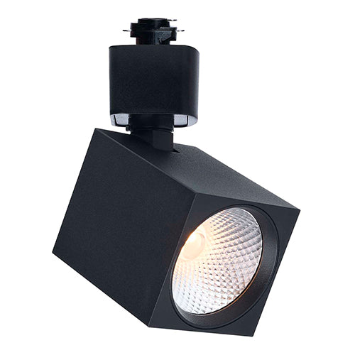 Satco TH752, H Style, LED Track Head, 8W, 120V, 2700/3000/3500/4000/5000K CCT Selectable, Dim to Warm, 500-600 Lumens, Square, 36 Deg. Beam, Black Finish