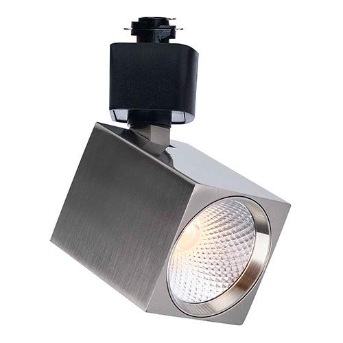 Satco TH753, H Style, LED Track Head, 8W, 120V, 2700/3000/3500/4000/5000K CCT Selectable, Dim to Warm, 500-600 Lumens, Square, 36 Deg. Beam, Brushed Nickel Finish