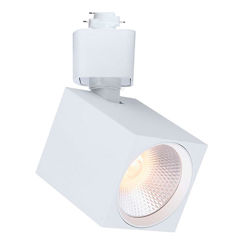 Satco TH754, H Style, LED Track Head, 8W, 120V, 2700/3000/3500/4000/5000K CCT Selectable, Dim to Warm, 500-600 Lumens, Square, 48 Deg. Beam, White Finish