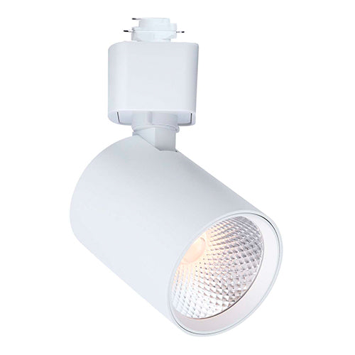 Satco TH764, H Style, LED Track Head, 8W, 120V, 2700/3000/3500/4000/5000K CCT Selectable, Dim to Warm, 500-600 Lumens, Round, 48 Deg. Beam, White Finish