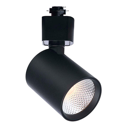 Satco TH765, H Style, LED Track Head, 8W, 120V, 2700/3000/3500/4000/5000K CCT Selectable, Dim to Warm, 500-600 Lumens, Round, 48 Deg. Beam, Black Finish
