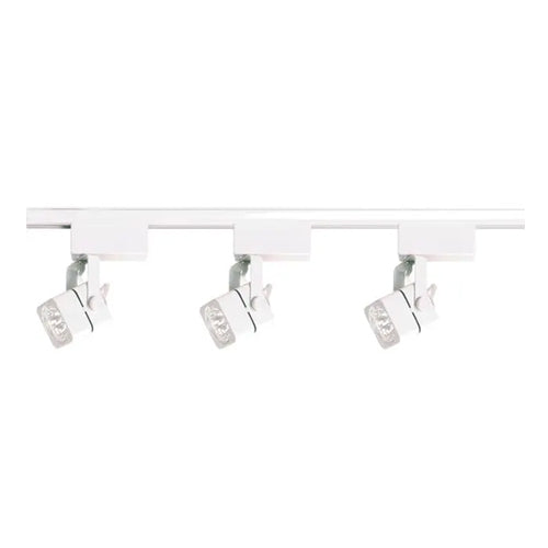 Satco TK310, 3-Light, MR16 Halogen Square Track Kit, 4 foot Track, 50W, Low Voltage 12V, Miniature 2 Pin Round Base, White Finish ﻿