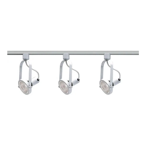 Satco TK316, 3-Light, PAR30 Gimbal Ring Track Kit, 4 foot Track, 75W, 120V, Medium Base, White Finish
