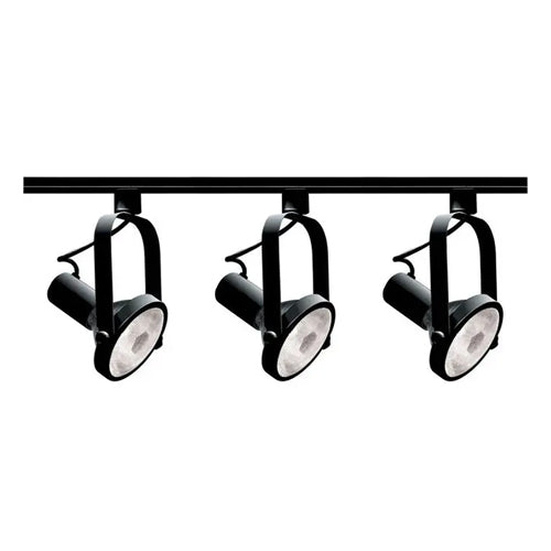 Satco TK317, 3-Light, PAR30 Gimbal Ring Track Kit, 4 foot Track, 75W, 120V, Medium Base, Black Finish