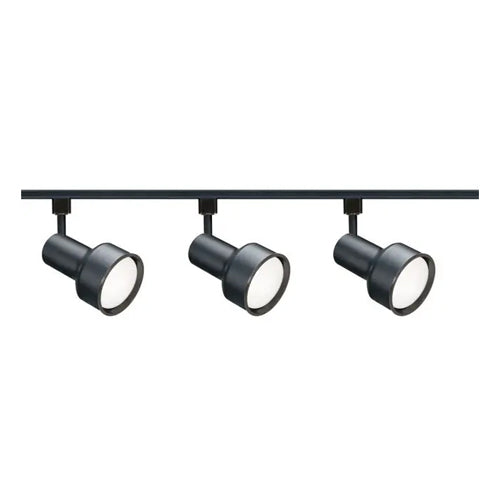 Satco TK321, 3-Light, R30 Step Cylinder Track Kit, 4 foot Track, 75W, 120V, Medium Base, Black Finish
