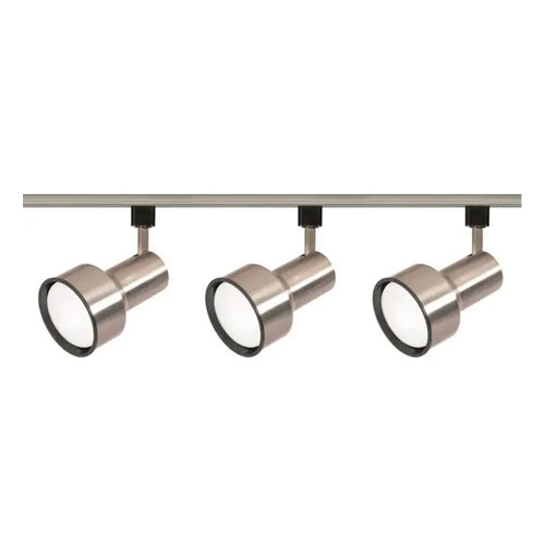Satco TK340, 3-Light, R30 Step Cylinder Track Kit, 4 foot Track, 75W, 120V, Medium Base, Brushed Nickel Finish