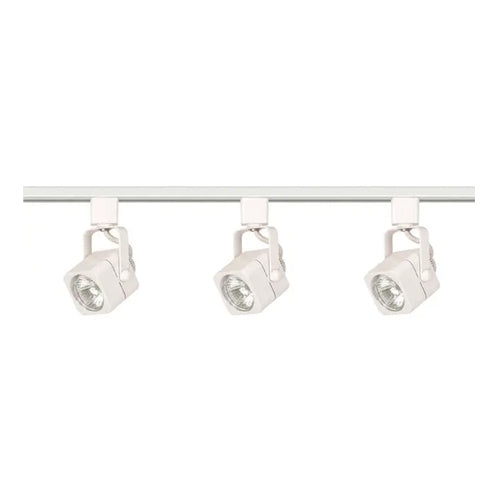 Satco TK345, 3-Light, MR16 Halogen Square Track Kit, 4 foot Track, 50W, Line Voltage 120V, Bi Pin GU10 Base, White Finish