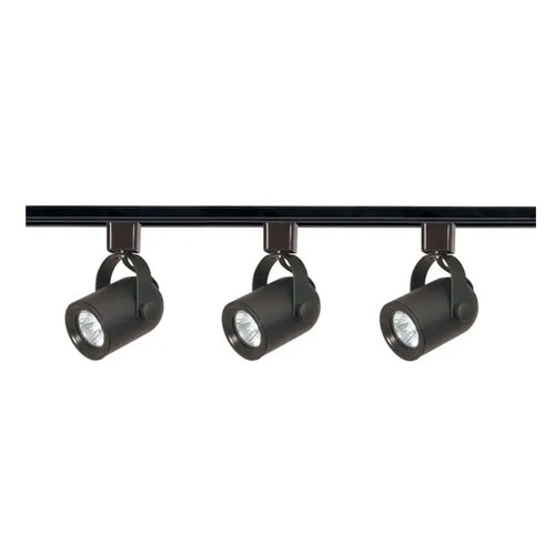 Satco TK349, 3-Light, MR16 Halogen Round Back Track Kit, 4 foot Track, 50W, Line Voltage 120V, Bi Pin GU10 Base, Black Finish