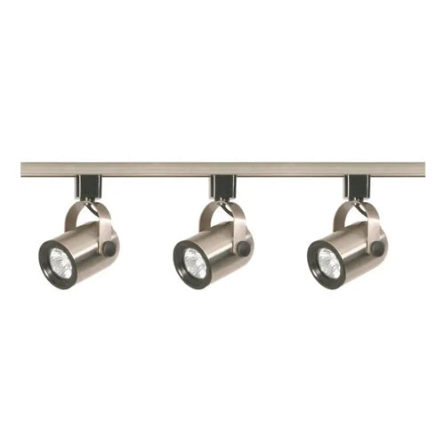 Satco TK354, 3-Light, MR16 Halogen Round Back Track Kit, 4 foot Track, 50W, Line Voltage 120V, Bi Pin GU10 Base, Brushed Nickel Finish