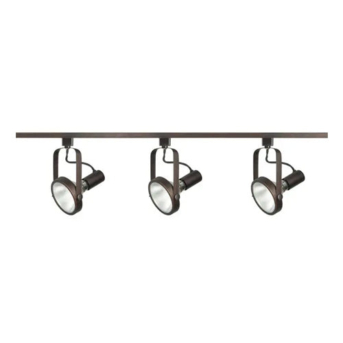 Satco TK362, 3-Light, PAR30 Gimbal Ring Track Kit, 4 foot Track, 75W, 120V, Medium Base, Russet Bronze Finish