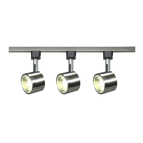 Satco TK407, 3 Light, Round Track Lighting Kit, 4 foot Track, 12W LED per Head, 120V, 3060 Lumens, 3000K Warm White, 36 Deg. Beam, Dimmable, Brushed Nickel Finish