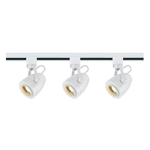 Satco TK413, 3 Light, Pinch Back Track Lighting Kit, 4 foot Track, 12W LED per Head, 120V, 3060 Lumens, 3000K Warm White, 36 Deg. Beam, Dimmable, White Finish