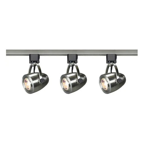 Satco TK417, 3 Light, Pinch Back Track Lighting Kit, 4 foot Track, 12W LED per Head, 120V, 3060 Lumens, 3000K Warm White, 36 Deg. Beam, Dimmable, Brushed Nickel Finish