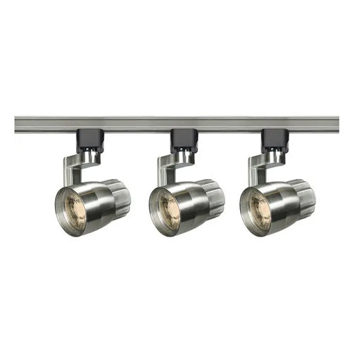 Satco TK427, 3 Light, Round Shape with Angle Arm Track Lighting Kit, 4 foot Track, 12W LED per Head, 120V, 3060 Lumens, 3000K Warm White, 36 Deg. Beam, Dimmable, Brushed Nickel Finish