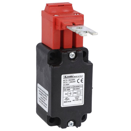 Lovato TL21010, Plastic Limit Switch, T Series (Dimensions to En 50041), Key Operated, Without Reset Button, Contacts 1NO+1NC Slow Action, Straight Key