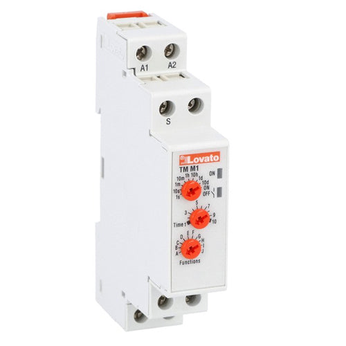 Lovato TMM1, Multifunction Time Relay, 12...240VAC/DC, Time Scale From 0.1 Second to 10 Days, 1 Relay Output SPDT