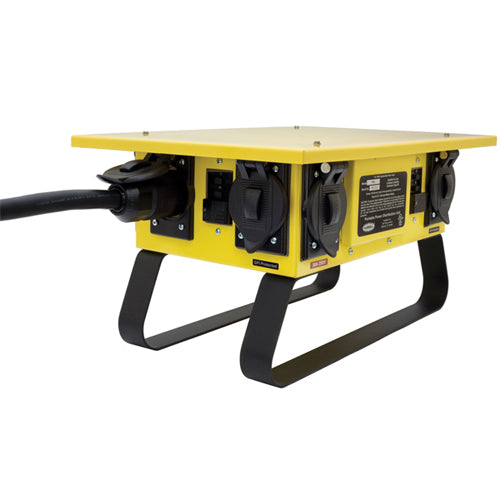 Hubbell TPDL, Temporary Power Distribution Box, With Twist-Lock Receptacle, Twist-Lock Inlet and Outlet, Yellow